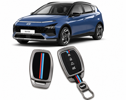 LzzyRide Premium Metal Key Cover Compatible with Hyundai Bayon Smart Key | 360° Full Protection | Zinc Alloy Luxury Key Case