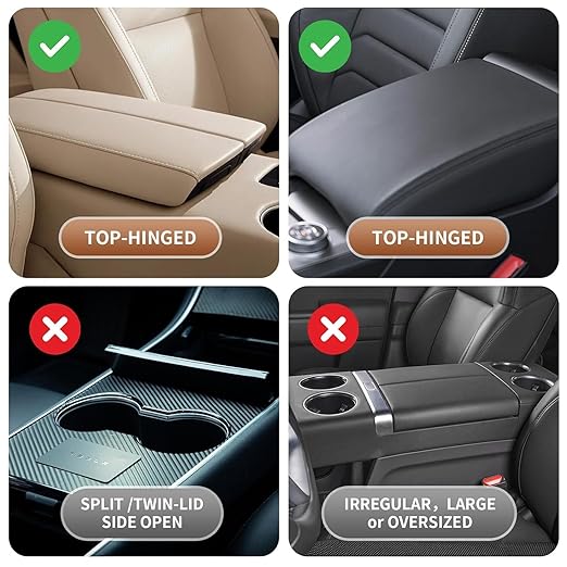 LzzyRide 5-in-1 Car Armrest Cushion – Multifunctional Faux Leather Center Console Armrest Pad with Cup Holder, Phone Slot, Tissue Box Holder & Storage Pockets