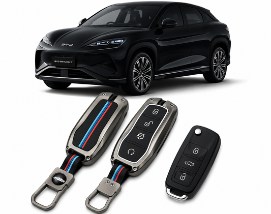 LzzyRide Premium Metal Key Cover Compatible with BYD Sealion 7 Smart Key | 360° Full Protection | Zinc Alloy Luxury Key Case