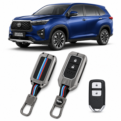 LzzyRide Premium Metal Key Cover Compatible with Tata Nexon Facelift Smart Key | 360° Full Protection | Zinc Alloy Luxury Key Case