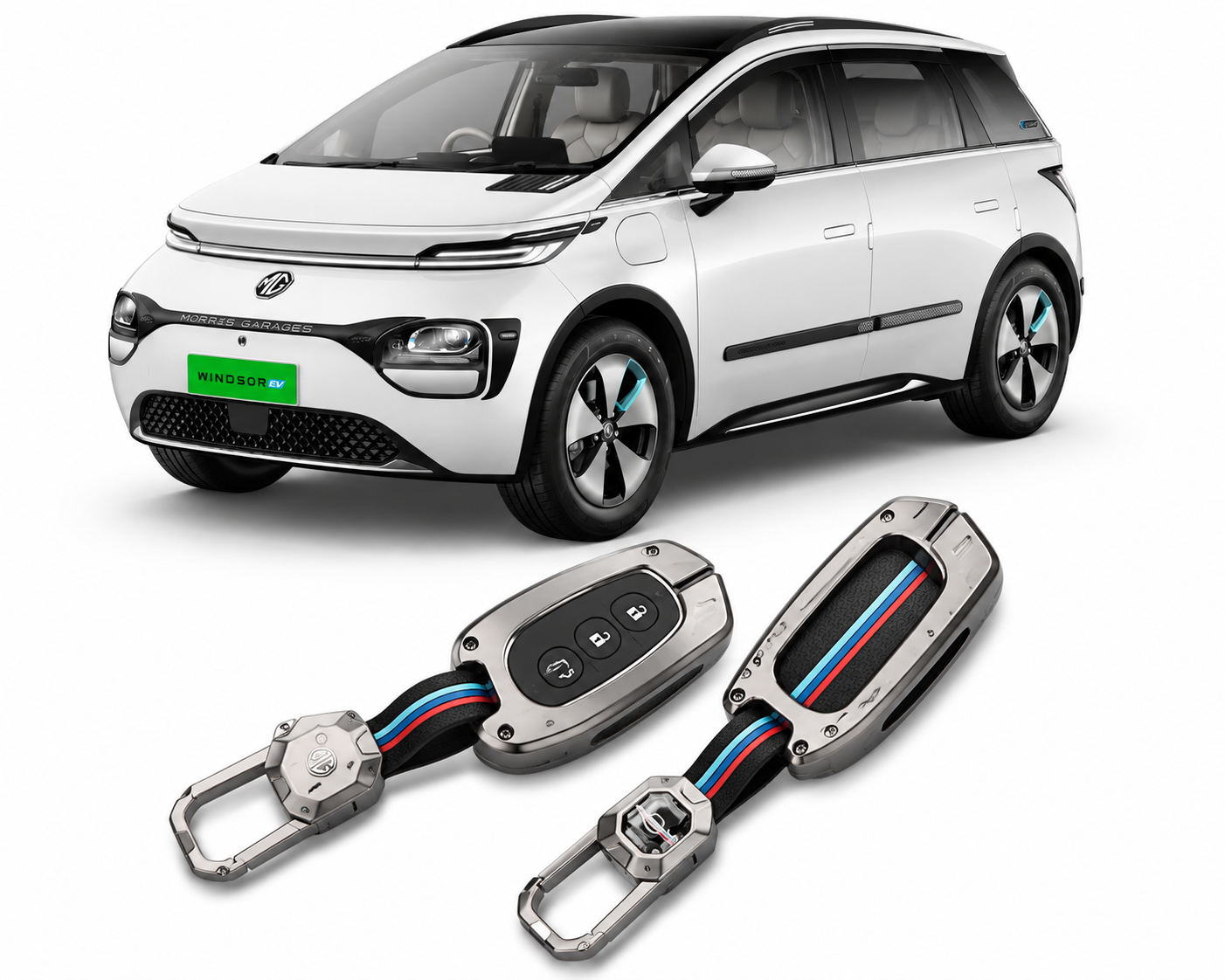 LzzyRide Premium Metal Key Cover Compatible with MG Windsor EV Smart Key | 360° Full Protection | Zinc Alloy Luxury Key Case