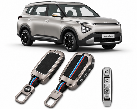 LzzyRide Premium Metal Key Cover Compatible with Kia Carens Clavis Smart Key | 360° Full Protection | Zinc Alloy Luxury Key Case