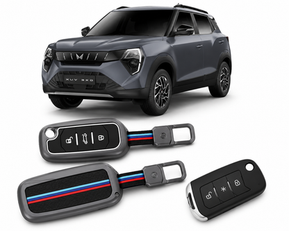 LzzyRide Premium Metal Key Cover Compatible with Mahindra XUV 3X0 Smart Key | 360° Full Protection | Zinc Alloy Luxury Key Case