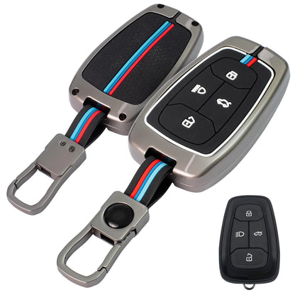 LzzyRide Premium Metal Key Cover Compatible with Tata Curv Smart Key | 360° Full Protection | Zinc Alloy Luxury Key Case