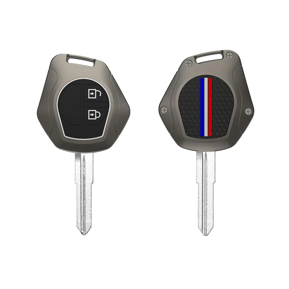 LZZYRIDE Metal Silicon Car Key Cover for Maruti Suzuki 2 Button Flip Key