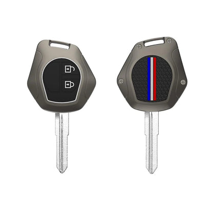 LZZYRIDE Metal Silicon Car Key Cover for Maruti Suzuki 2 Button Flip Key
