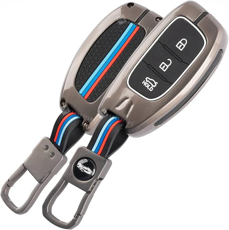 LzzyRide Premium Metal Key Cover Compatible with Hyumdai Exter Smart Key | 360° Full Protection | Zinc Alloy Luxury Key Case