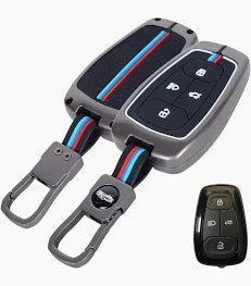 LzzyRide Premium Metal Key Cover Compatible with Tata Nexon Facelift Smart Key | 360° Full Protection | Zinc Alloy Luxury Key Case
